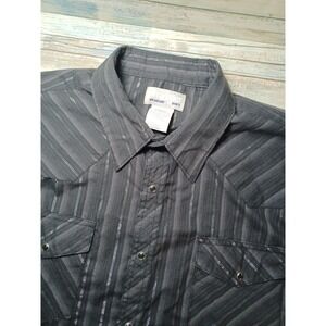 Wrangler Men's Wrancher Shirt 2X Long Sleeve Pearl Snap Striped Western Cowboy